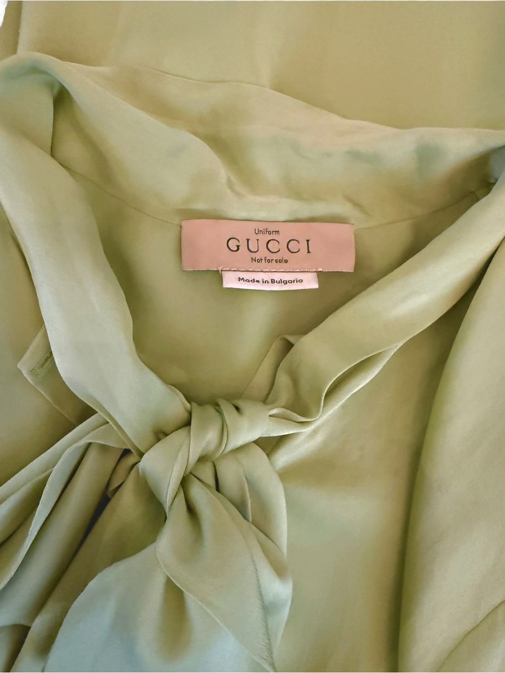 Gucci Light Green Silk Tie-Neck Blouse - Picture 2 of 5